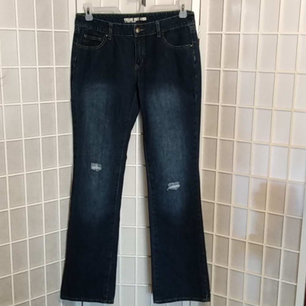 Dream Out Loud Womens Blue Denim NWOT Bootcut Jeans Dark Wash Distressed Size 13